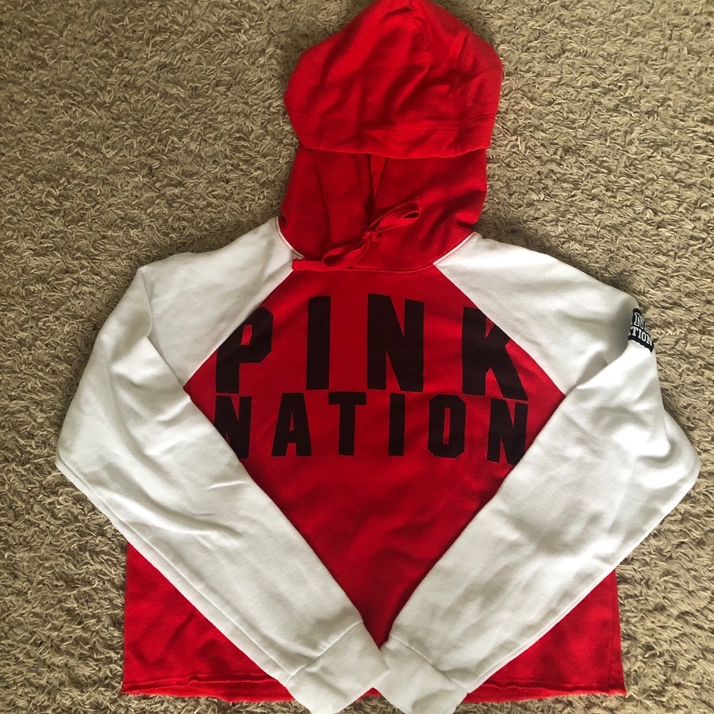 cropped red hoodie // vs pink